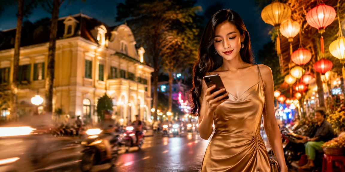 Người dùng trải nghiệm casino trên điện thoại tại chợ đêm Đà Lạt
